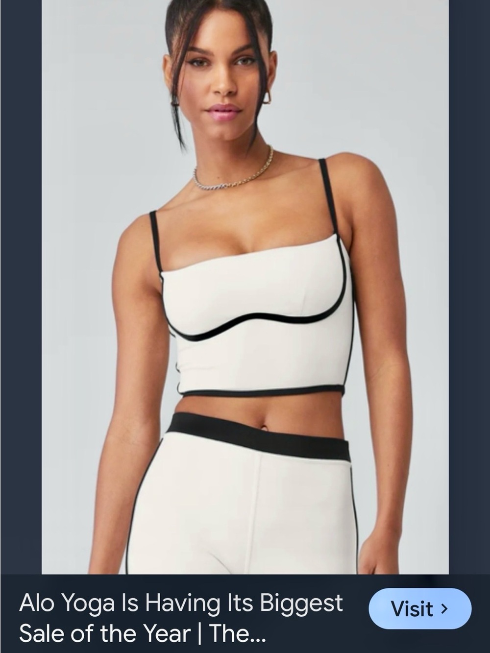 ALO Yoga Cream and Black Contrast Bandeau Cami